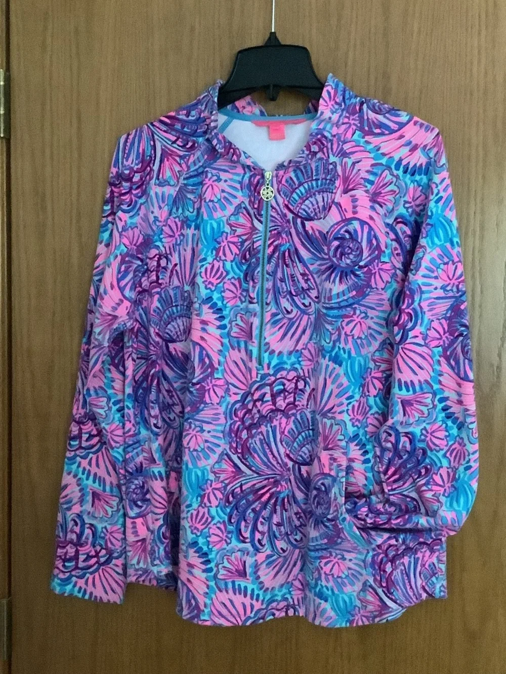 Lilly Pulitzer Skipper Ruffle Popover in Turquoise Oasis Shelleidoscope Sz XL - Picture 2 of 6